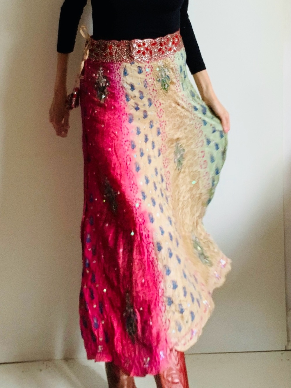 Best!  100% Silk Unworn Nwt Vintage Boho Skirt.Vibrant! In too many ways to say!